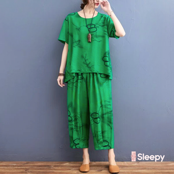 Black Circle Printed Capri Pj set