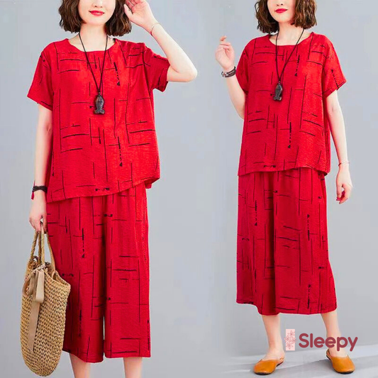 Black Printed Capri Pj set