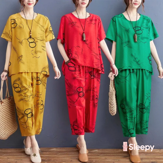 Black Circle Printed Capri Pj set